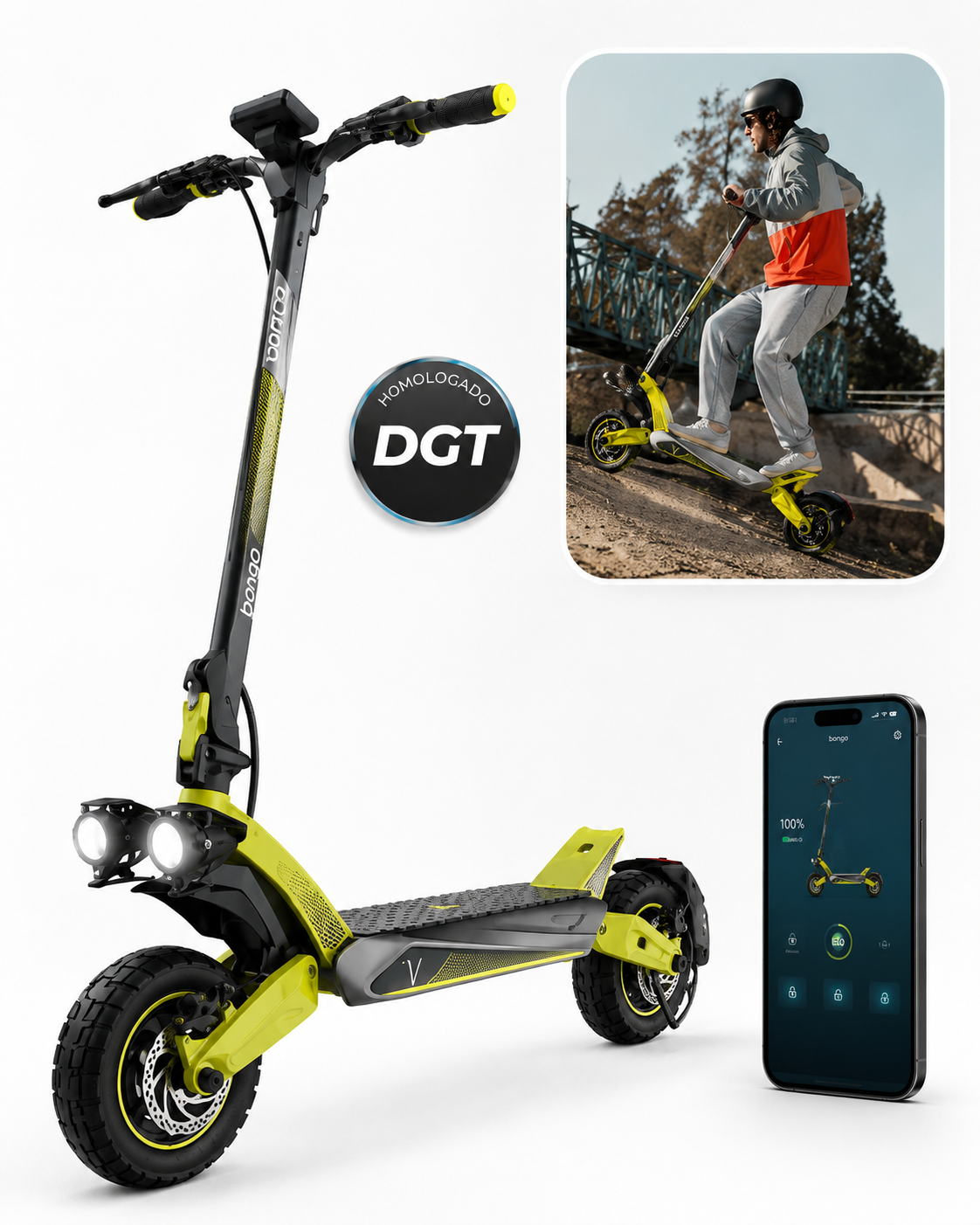 Bongo V55 2x2 Connected con selo DGT, piloto y app móvil